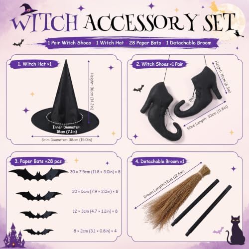 Chalyna Halloween Witch Decorations, 31 Pcs Gothic Witch Boots Decor Set