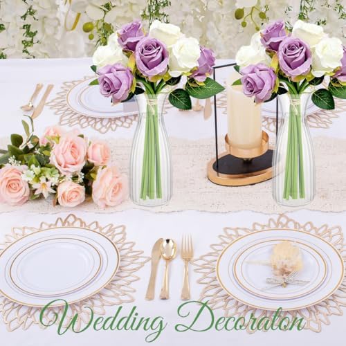 24 Pack Plastic Vases, 7 inch Clear Small Acrylic Flower Vase in Bulk Unbreakable Plastic Vases for Centerpiece Home Table Wedding Decor
