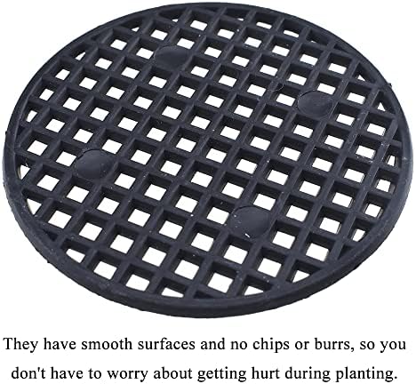 HAHIYO 50PCs 2.2Inch/5.5Cm Black Round PP Plastic Flower Pot Hole Mesh Pad Bottom Grid Mat Bonsai Drainage mesh Hole Screens Gasket Prevent Soil Loss Breathable Gasket Drainage Netting for Bonsai