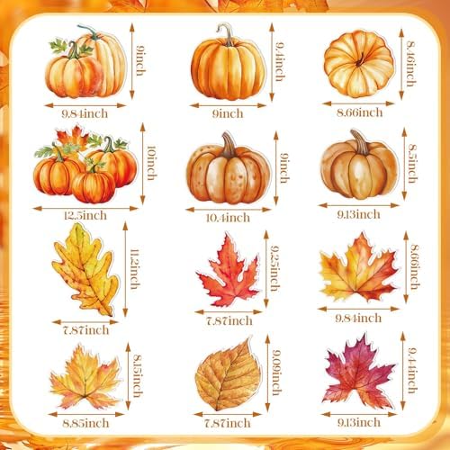 Bencailor 12 Pcs Fall Yard Sign with Stakes Autumn Outdoor Decorations