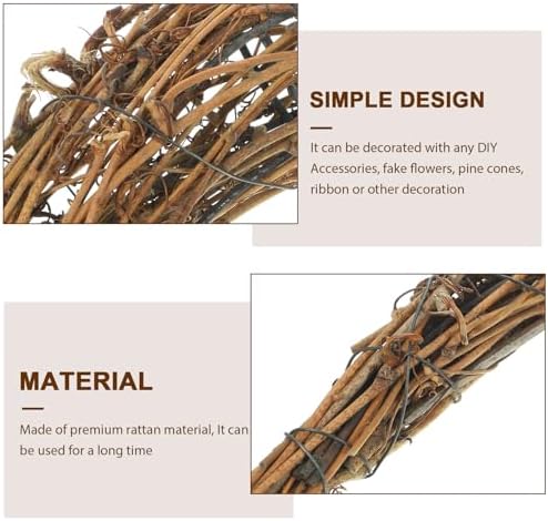 NOLITOY Natural Grapevine Wreath, DIY Crafts Moon Shape Wreath Hoop Vine Branch, Ratten Garland for Holiday Decor Party Favors(11.79 Inch) (Pack of 2)