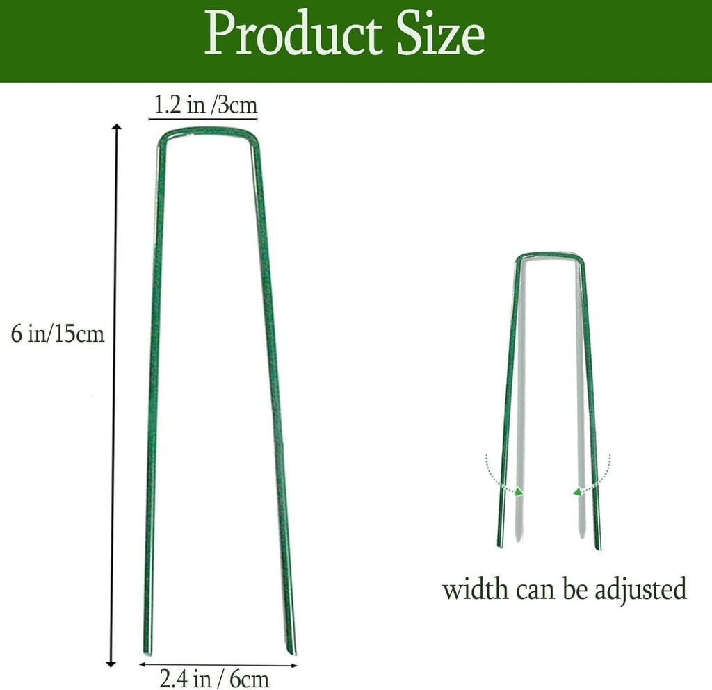Artificial Turf Staples 6 Inch Heavy Duty 11 Gauge Green Coated Landscape Pins 100 Pack Galvanized Rust Resistant