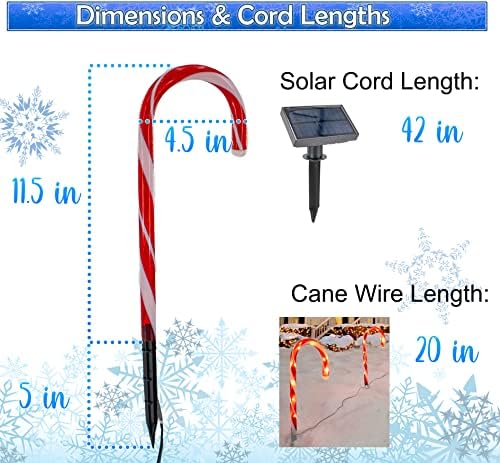 Solar Christmas Candy Cane Lights - Outdoor Stake Christmas Decorations - Waterproof for Patio, Garden, Pathway Markers, Holiday Xmas Walkway Lanscape Garden Decor (6pc)