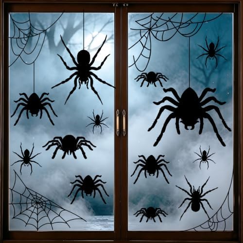Large Spiders Halloween Window Clings Decorations Large Spiders Silhouette