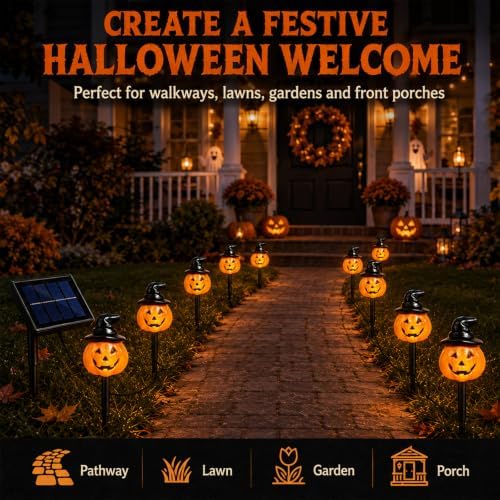 10 Pack Halloween Decorations Outdoor Pumpkin Moon Garden (Oval Pumpkin)