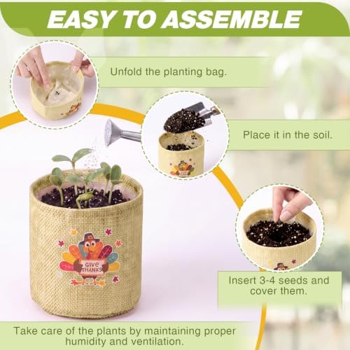 SATINIOR 24 Pack Succulents Favors Burlap Bags, Turkey, Linen