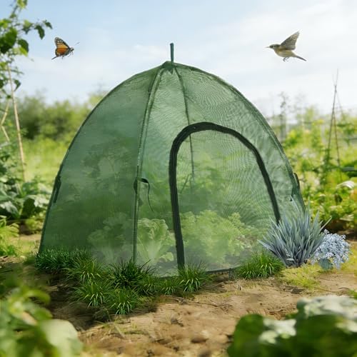 Plant Mesh Cover for Garden Protection - 59" x 59" x 60" Reusable Plant Tent Cage with Zipper & Stakes, Pest Guard Netting for Vegetables, Fruits, Flowers, Small Animals & Poultry 2PCS