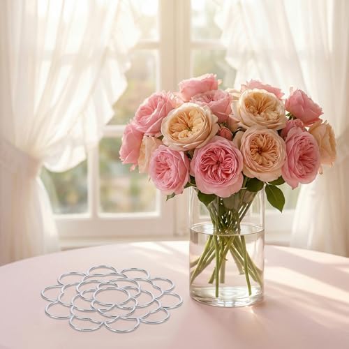 Flower Arrangement Holder, 3 Pcs Floral Grid Stainless Steel Flower Frog Wire Arranger Twist Flowers Arrangements Supplies Floral Cage for Vase Bouquet Plant Fixation DIY Home Decor (Silver)