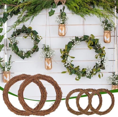 12 Pcs 12 Inch & 8 inch Natural Grapevine Wreath Set, Hand-Woven Vine Branch Wreaths for DIY Crafts, Christmas Decorations, Home & Event Styling(6 Pieces per Size)
