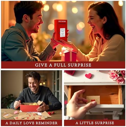 Romantic Wooden Love Postbox Set, 50 Mini Love Notes and Envelopes