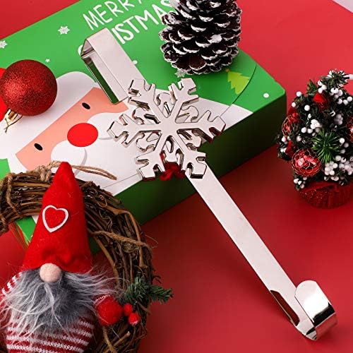 URATOT Christmas Silver Metal Wreath Hanger 14.5 Inches Wreath Hook with Snowflake Interchangeable Icons for Front Door Heavy Duty Wreath Holder for Wreath Christmas Decorations