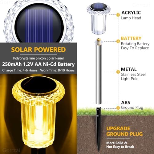 15 Pack Solar Lights Outdoor Waterproof Pathway Lights, Warm White