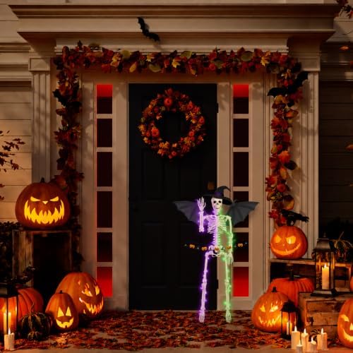 3FT Posable Skeleton Halloween Decor: LED String Lights for Yard & Porch