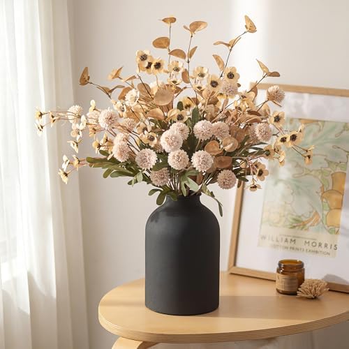 BLOSMON Beige Faux Flowers in Vase for Dining Table Centerpiece Decor