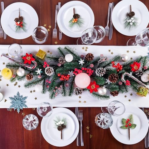 Panelee 48 Pcs Christmas Picks for Crafts, Xmas Floral Picks and Sprays