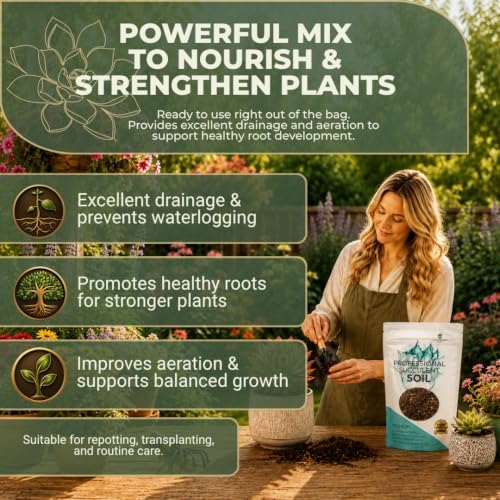 Professional Succulent Soil Mix Ready to Use Extra Large 8.2 Quarts, Premium Potting Soil for Succulents and Cactus, Fast Draining Blend Canadian Peat Coarse Sand Pinebark Indoor Made in USA