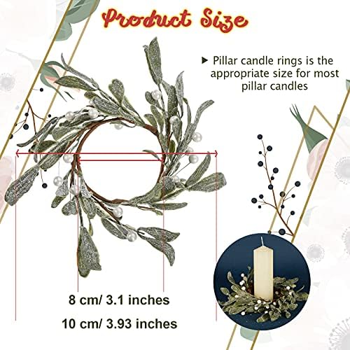 Waydress 5 Pcs Christmas Candle Ring Wreath 3 Inch,White