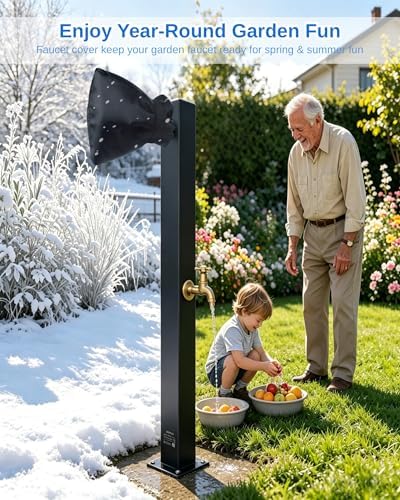 Outdoor Faucet Covers for Winter Freeze Protection, Upgraded Thicken 8.5" H x 6.1" W Outside Garden Faucet Socks for Winter Waterproof Reusable Hose Bibs Insulated Spigot Cover, 4 Pack Black