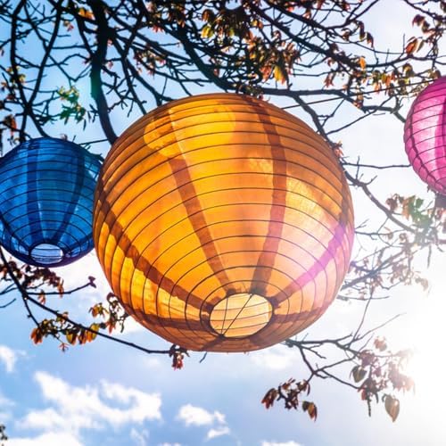 Round Paper Lanterns Decorative Hanging Paper Lanterns Chinese Lanterns Japanese Lanterns Hanging for Birthday Wedding Halloween Baby Bridal Shower Fall Home Decor(Orange)