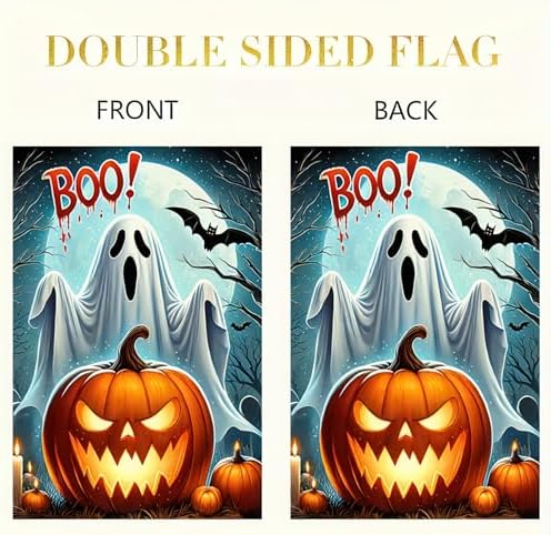 BlissYard Halloween Ghost Pumpkins Garden Flag 12x18 Inch Polyester