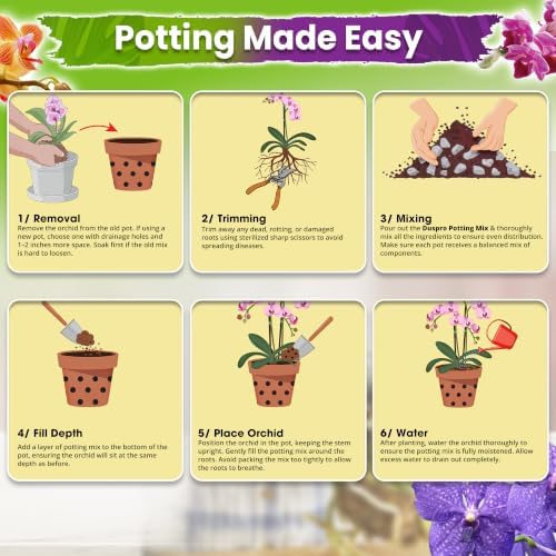 DUSPRO 4in1 Orchid Potting Mix for Repotting,Pre-Mixed & Ready to Use, 10QT