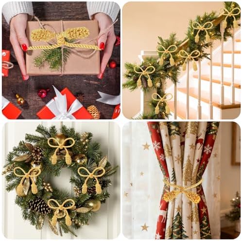 Celltestria 12pcs 20 Inches Christmas Garland Ties (Golden)