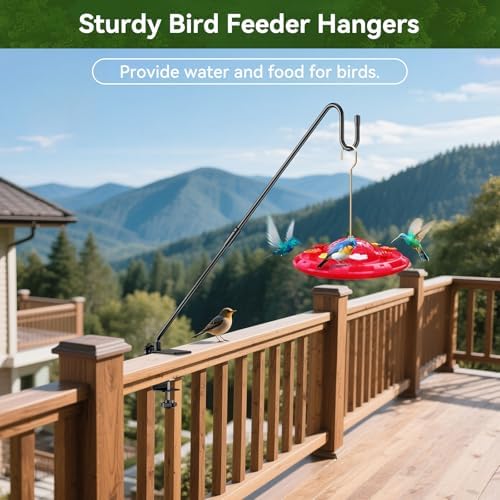 28" Adjustable Deck Railing Hook, Heavy Duty Rotating Plant Hanger (Pack of 2)