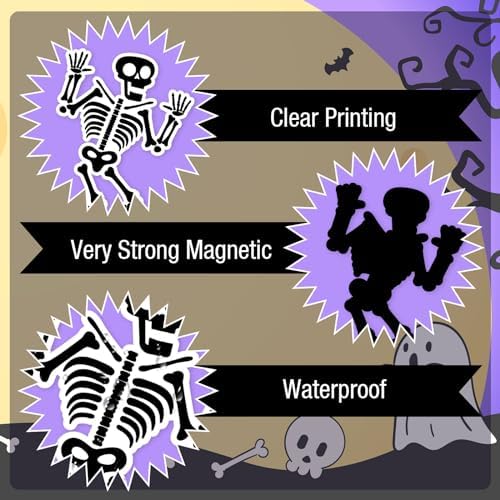 Whaline 16 Pcs Halloween Refrigerator Magnets Skeleton Fridge Magnets Holiday Metal Magnetic Stickers Decal for Garage Door Locker Mail Box Decor