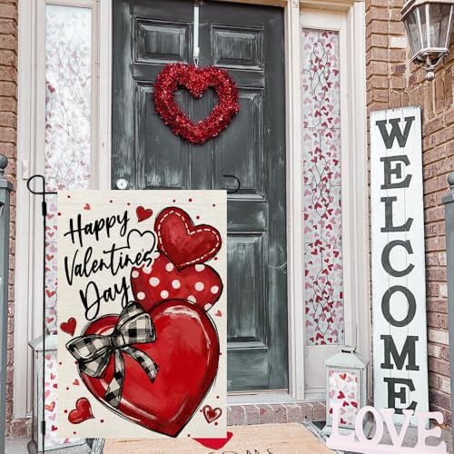 CROWNED BEAUTY Valentines Day Hearts Garden Flag for Outside 12x18