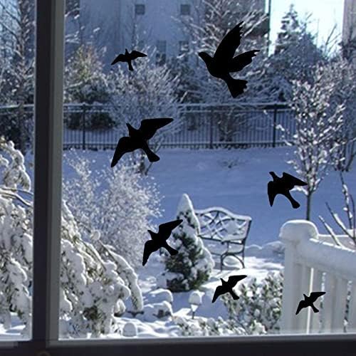 Anti Collision Window Bird Stickers Decals, Glass Door Protect Bird Shape Clings for Save Bird Strikes (Black)