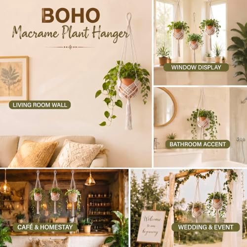 Shappy 2 Pack Boho Macrame Plant Hanger for Indoor