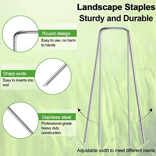 50 Pack Garden Stakes, U-Shaped Tent Stakes, Galvanized Landscape Staples, Ground Stakes, for Landscaping Securing Weed Barrier Fabric, Irrigation Tubing, Holding Fence, Tarpaulin