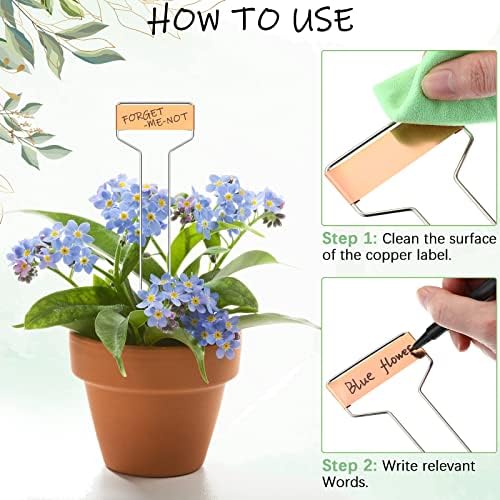 Moxweyeni 60 Pcs Metal Garden Tags Plant Labels,Copper,10 Inch