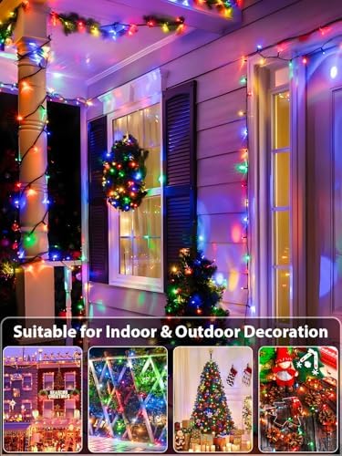 Extendable Christmas String Lights Indoor Outdoor 42.8FT 100 LED Multicolor