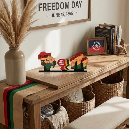 Smile Juneteenth Wooden Decor, Hope Faith Courage Desktop Signs Black History Month Black Pride Gifts