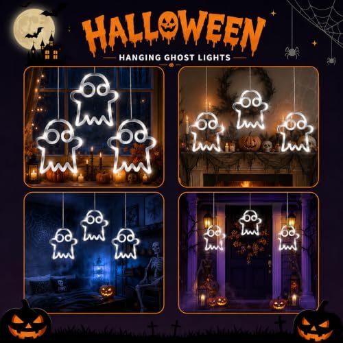 Hanging Window Lights, 39 LED White Ghost Shape