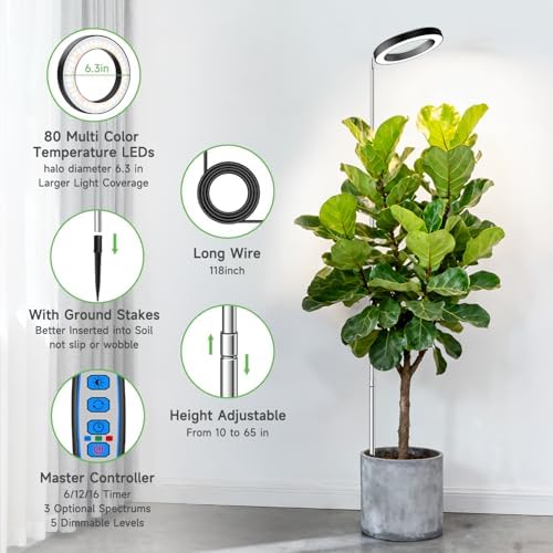 Aokrean Plant Grow Lights for Indoor Plants, 6.3in Full Spectrum 1 Pack