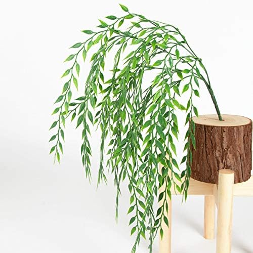PASYOU Artificial Willow, Plastic Plants Greenery Leaves Fake Hanging Vine Faux Ivy for Home Indoor Outdoor Garden Door Wall DIY Basket Planter Filler Wedding Party Decoration UV Resistant - 4 Pack