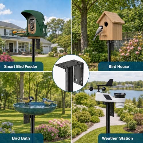 76'' Inch Heavy-Duty Bird Feeder Pole,1'' Thick Rustproof, Adjustable Height,Universal Mount Kit for Bird Feeder Cameras&Houses (Adapter Included)