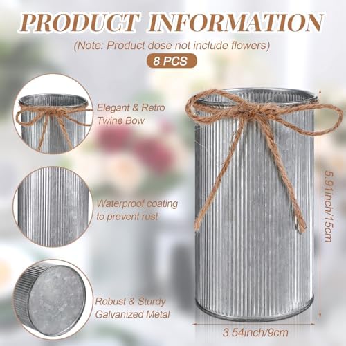5.91 Inch Rustic Vase Wedding Table Centerpieces,Iron Color,8 Pcs