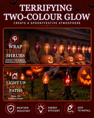 Halloween Pathway Lights with 10 C9 Incandescent Glass Bulbs