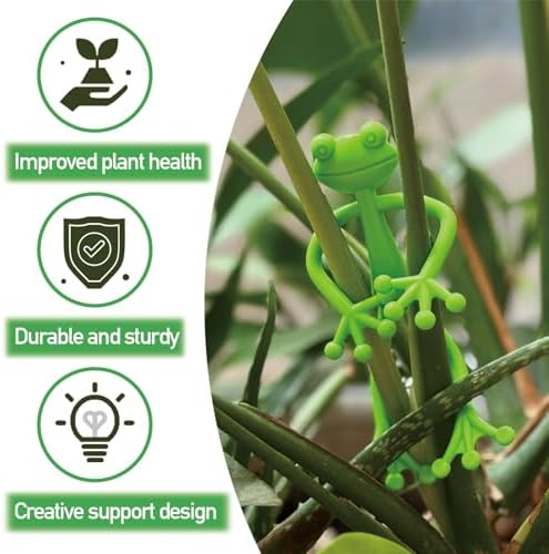 6 pcs Frog Plant Stand, Multipurpose Green Frog Plant Supports Steady Cartoon Plant Branches Tie Down, Frog Plant Holder for Potted Plants, Plant propagation buddy Cute Frog Flower Pot Hugger Plant Climbing Fixture Clips Perfect for Indoor Outdoor Garden