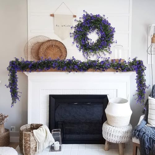 RECUTMS Fake Hanging Eucalyptus Garlands Artificial Purple Vines Plants