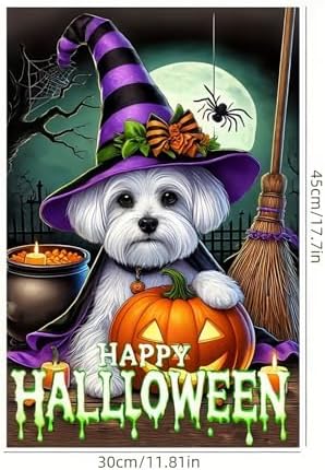 BlissYard Halloween Schnauzer Pumpkin Garden Flag 12x18 Inch Polyester