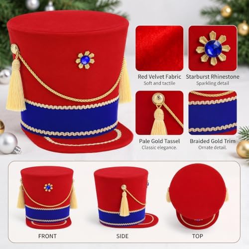 Gejoy Christmas Nutcracker Hat Tree Topper Xmas Tree Ornament Decoration
