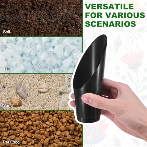 M METERXITY 3-Pack Bonsai Soil Scoops, Plastic Garden Soil Scoops Bucket Shovel Potting Scoopers for Transplanting/Flower Planting/Plant Succulent, Colorful Small Gardening Tools [Black]
