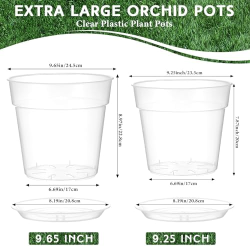 Baderke 3 Pack Clear Nursery Pot,9.25 Inches