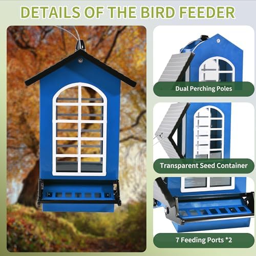 Bird Feeder Squirrel Proof Metal Hanging, Weight-Activated Perches 5LBS