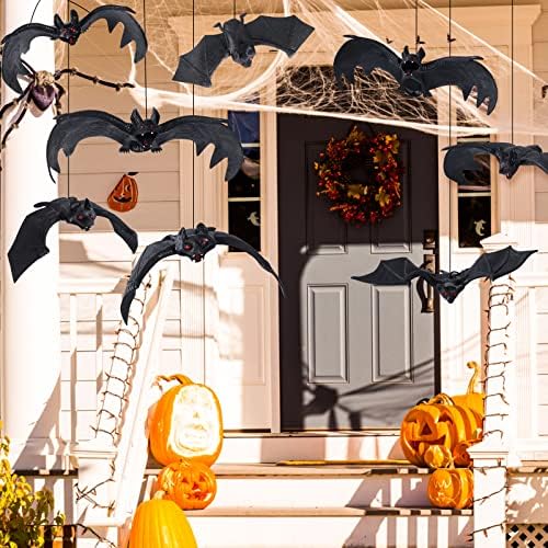 24PCS Halloween Hanging Bats, 5 Sizes Realistic Bat Decorations