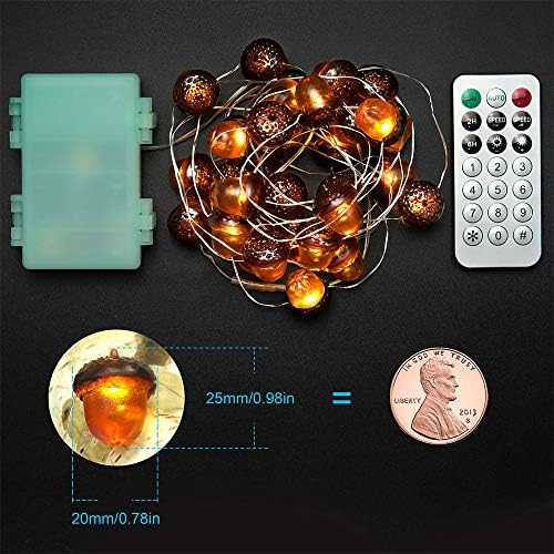 BOHON 3D Acorn String Lights Battery Battery Thanksgiving Fall Decorations